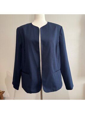VTG Ms Russ Blazer Womens XL Navy With Front Pockets 80s Made in USA